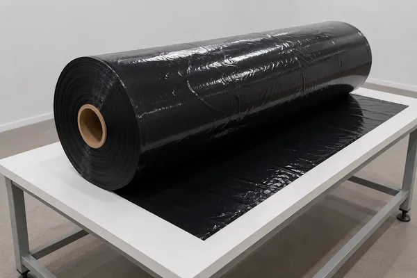 Bobina de film PEAD virgen negro fabricada por UCEPSA en Arganda del Rey