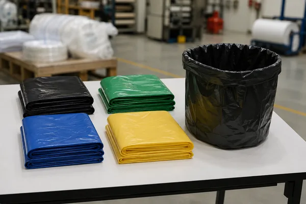 Bolsas de basura industriales de polietileno en distintos colores